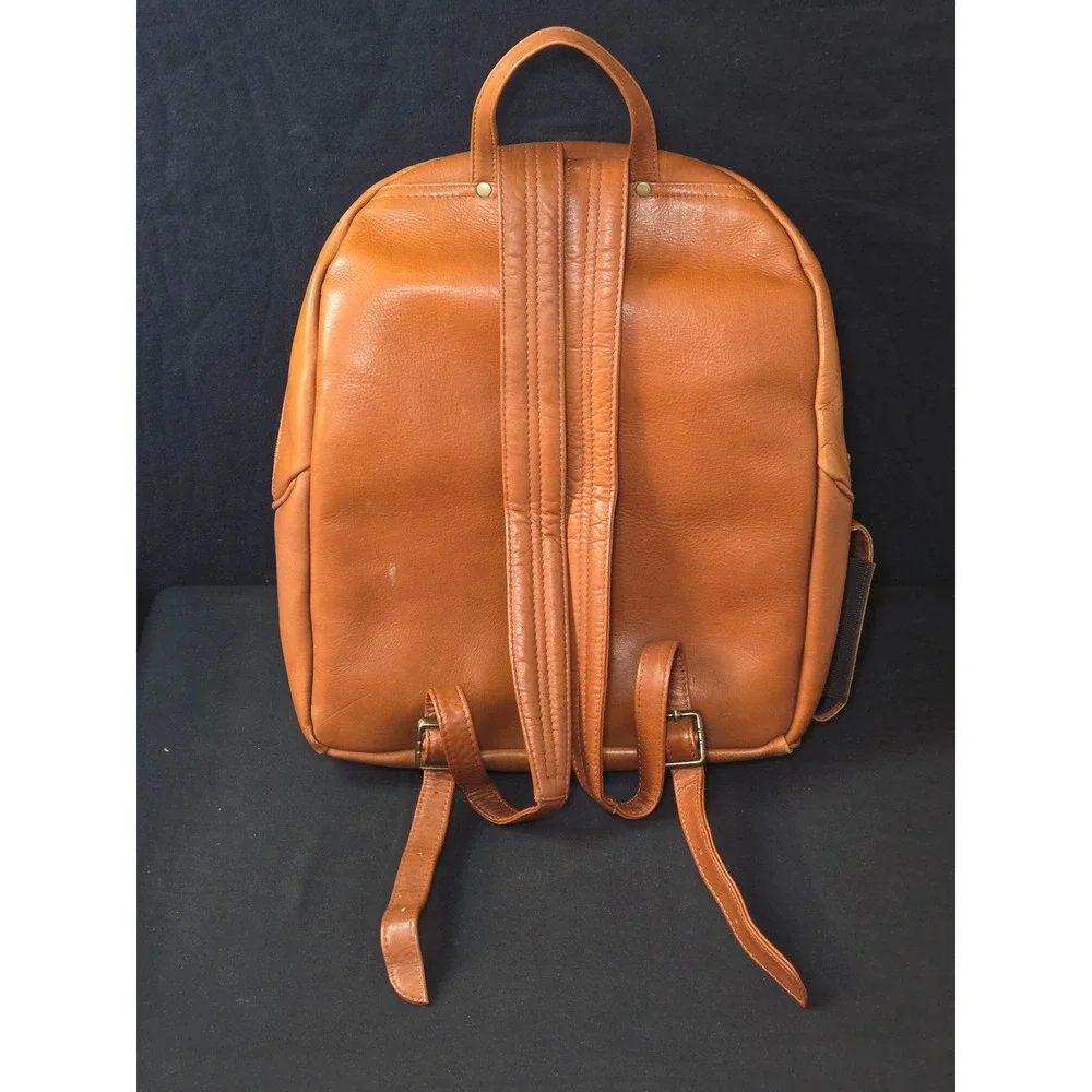Wilsons Leather Backpack Tan Brown Pebbled Leather Travel Bag Made in Colombia